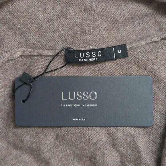NWT Lusso Heather Caramel Open Front Long Sleeve Knit Cashmere Cardigan Size M - Picture 3 of 7